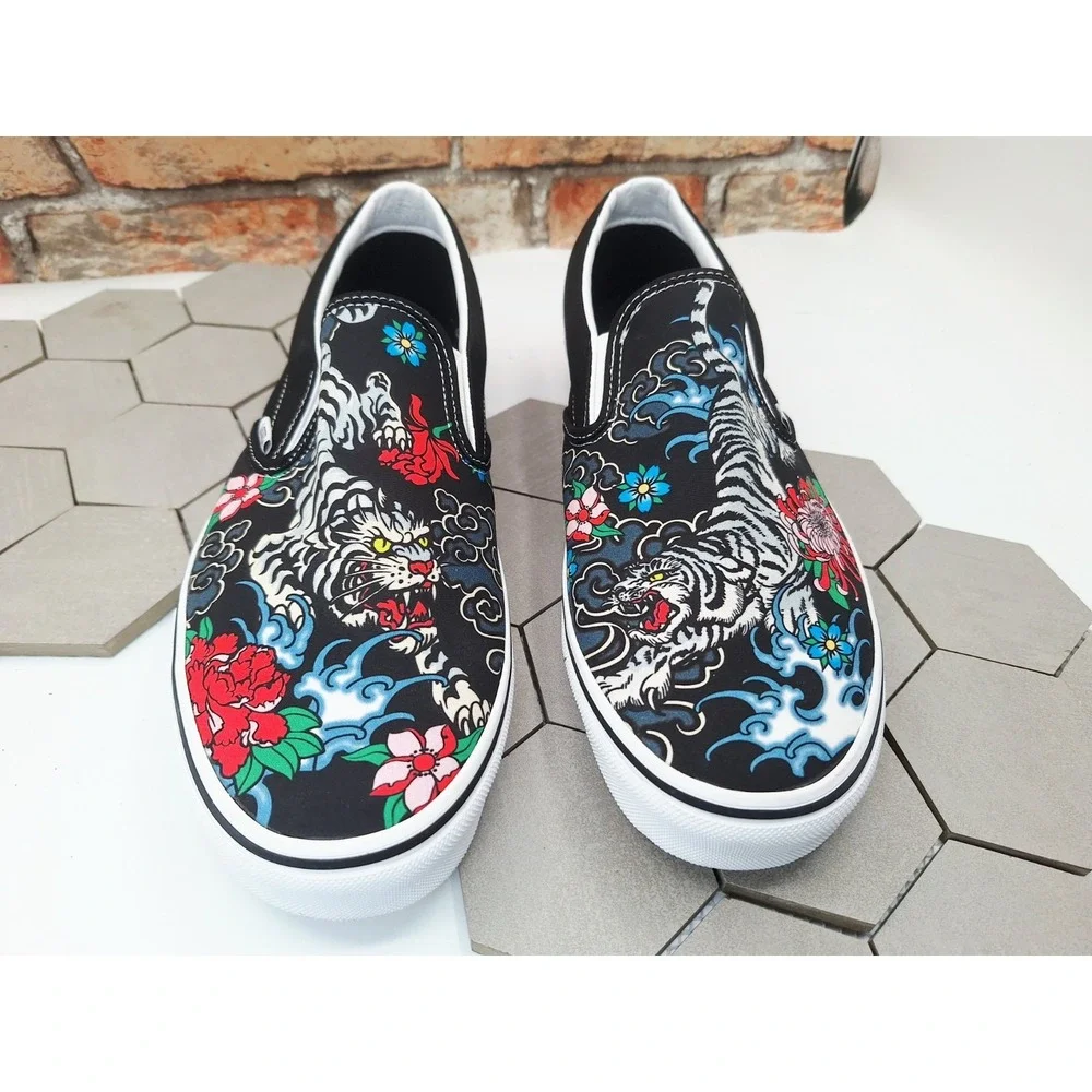 Vans Classic Slip-On Tiger Floral Men Sz 13 Japanese Traditional Tattoo Rare